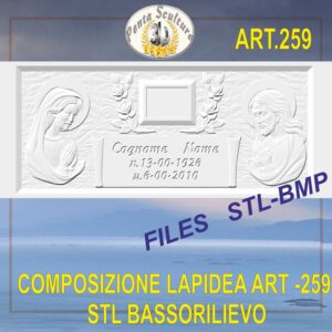 Composizione lapidea lunga STL bassorilievo per CNC pantografi art.259
