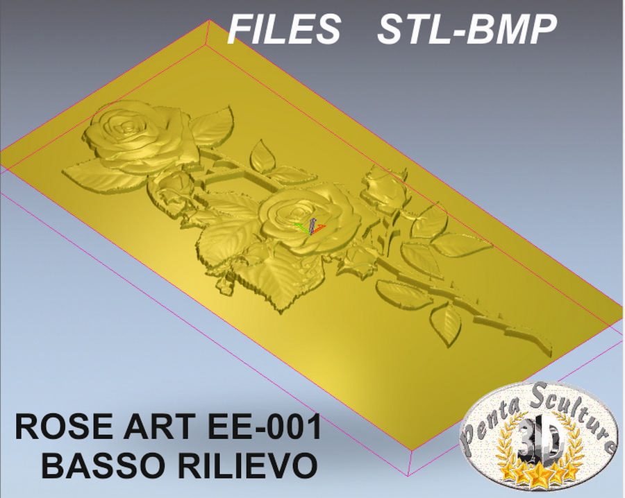 Rosa STL bassorilievo per CNC pantografi art.EE-001 - immagine 2