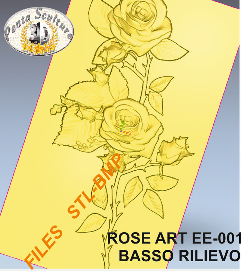 Rosa STL bassorilievo per CNC pantografi art.EE-001 - immagine 3