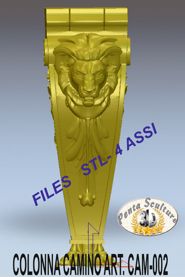 Colonna camino STL bassorilievo per CNC pantografi art.CAM-002 - immagine 2
