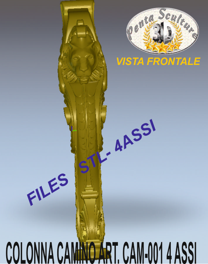 Colonna camino STL bassorilievo per CNC pantografi art.CAM-001 - immagine 2