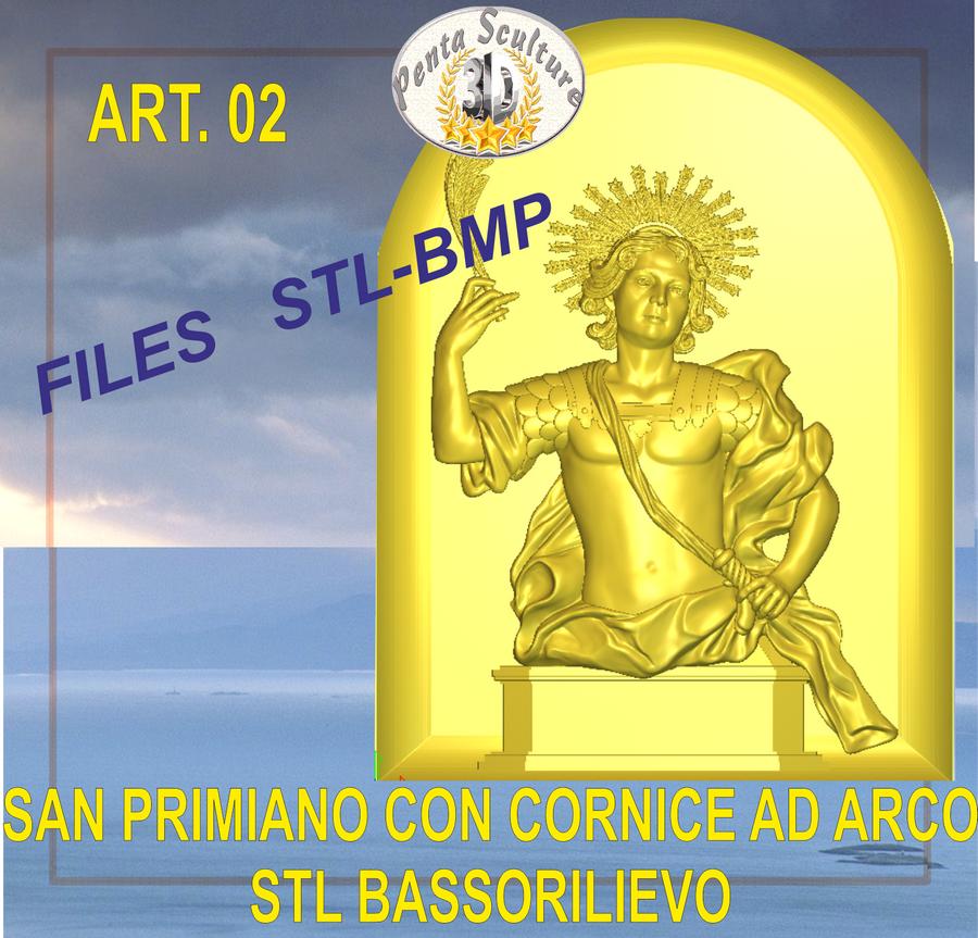 San_Primiano_con_cornice_ad_arco_STL_bassorilievo_per_CNC_pantografi_art.02