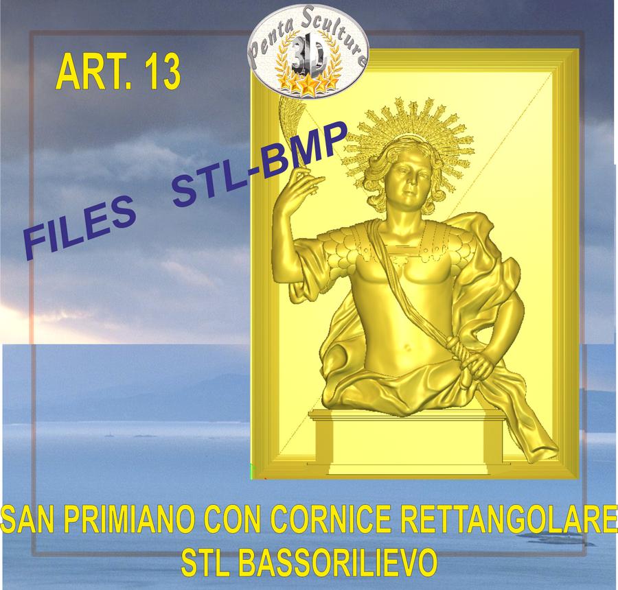 San_Primiano_con_cornice_rettangolare_STL_bassorilievo_per_CNC_pantografi_art.013