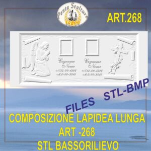 Composizione lapidea lunga STL bassorilievo per CNC pantografi art.268