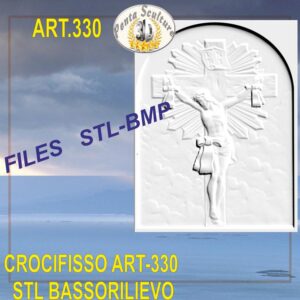 Crocifisso STL bassorilievo per CNC pantografi art.330