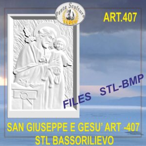 San Giuseppe e Gesù STL bassorilievo per CNC pantografi art.407