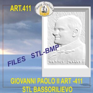 Papa Giovanni Paolo II STL bassorilievo per CNC pantografi art.411