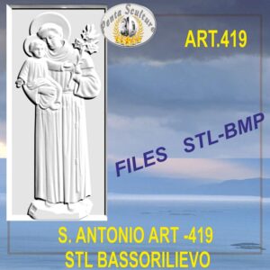 Sant’Antonio STL bassorilievo per CNC pantografi art.419