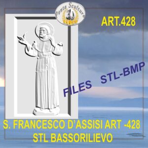 San Francesco d’Assisi STL bassorilievo per CNC pantografi art.428