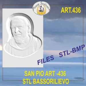San Pio di Pietrelcina STL bassorilievo per CNC pantografi art.436