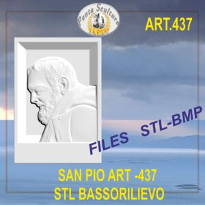San Pio di Pietrelcina STL bassorilievo per CNC pantografi art.437