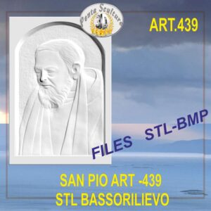 San Pio di Pietrelcina STL bassorilievo per CNC pantografi art.439