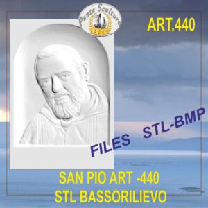 San Pio di Pietrelcina STL bassorilievo per CNC pantografi art.440