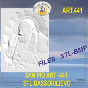 San Pio di Pietrelcina STL bassorilievo per CNC pantografi art.441
