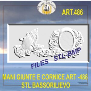 Mani giunte e cornice STL bassorilievo per CNC pantografi art.486