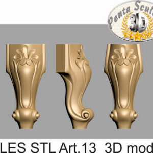 Decoro piedino per mobile  art.A-013  3d model formato .stl per cnc pantografi decoro bassorilievo