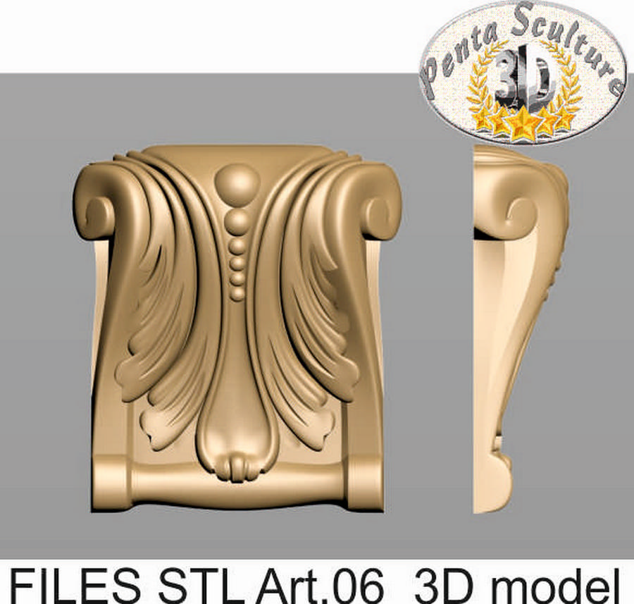 Decoro_capitello _art.A-006_3dmodel_formato .stl_per_cnc_pantografi_capitello_bassorilievo