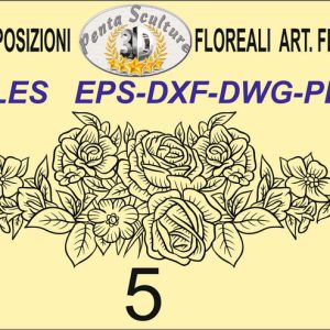 Composizione floreale modello fl-vt 005 eps dw dxf plt